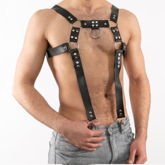 Mens Adjustable Faux Leather Harness - Picture 2 of 4